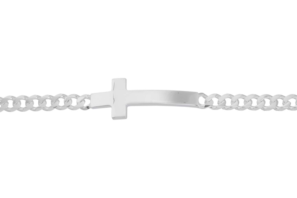 Pulsera plata 925 no me olvides cruz apaisada