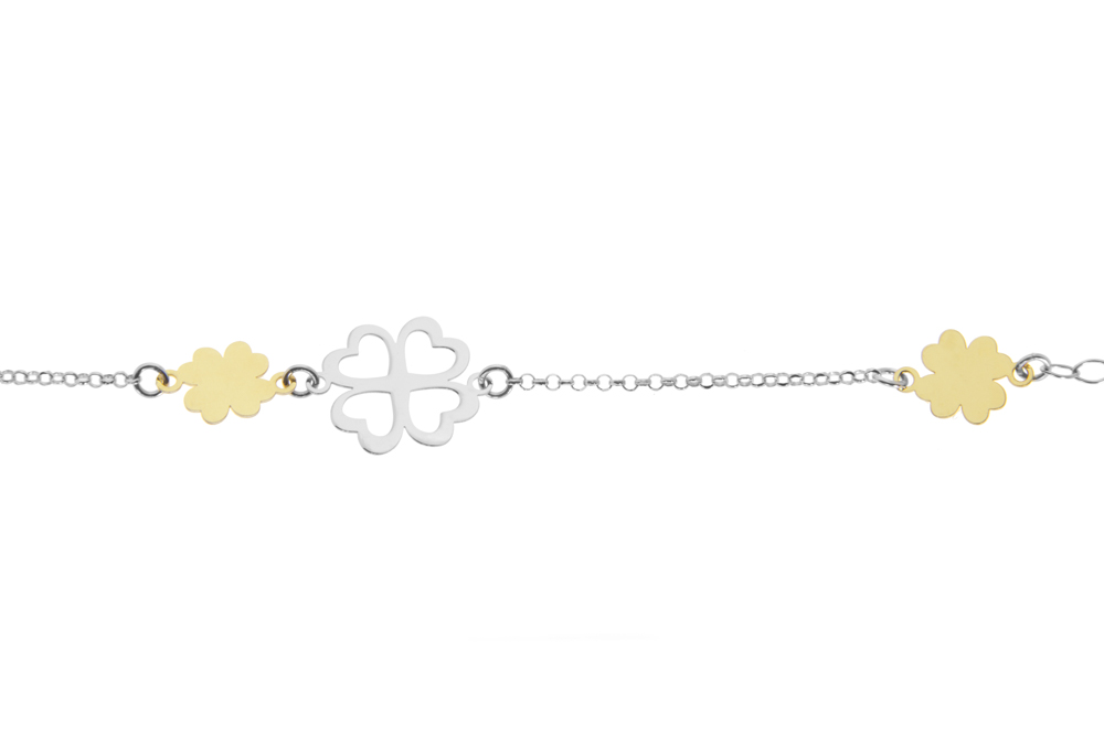 Silver 925 clover bracelet 16+5cm rhodium