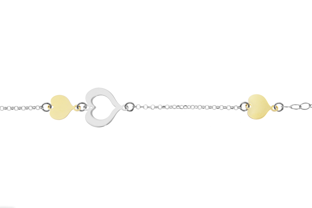 [12966P16RODO] Silver 925 hearts bracelet 16+5cm rhodium