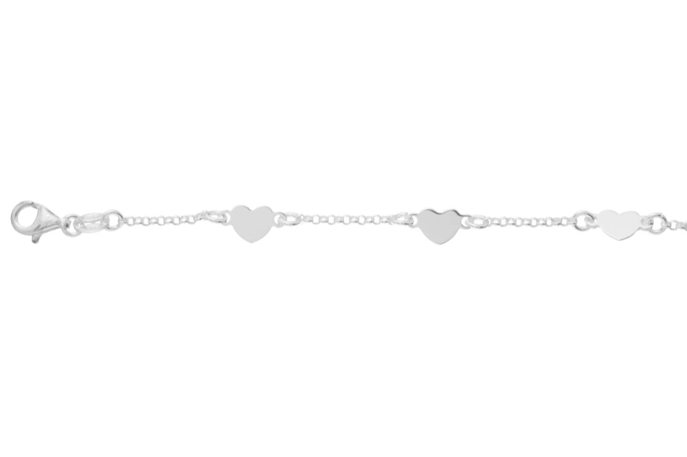 Pulsera plata 925 corazones
