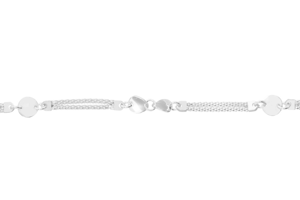Pulsera plata 925 doble cadena koreana c/placa