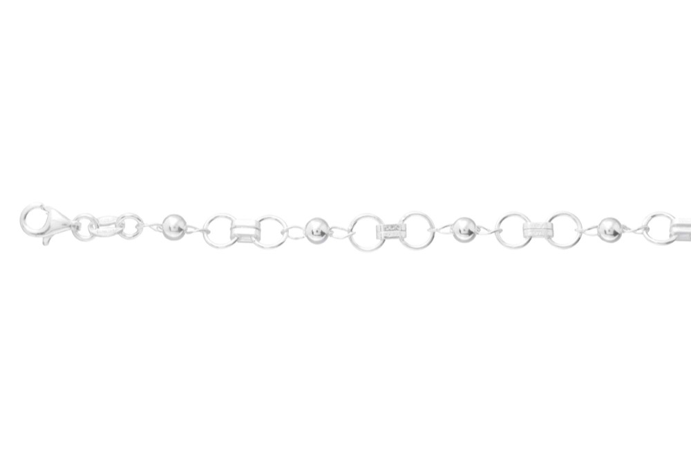 Pulsera plata 925 bolas 4mm & anillas