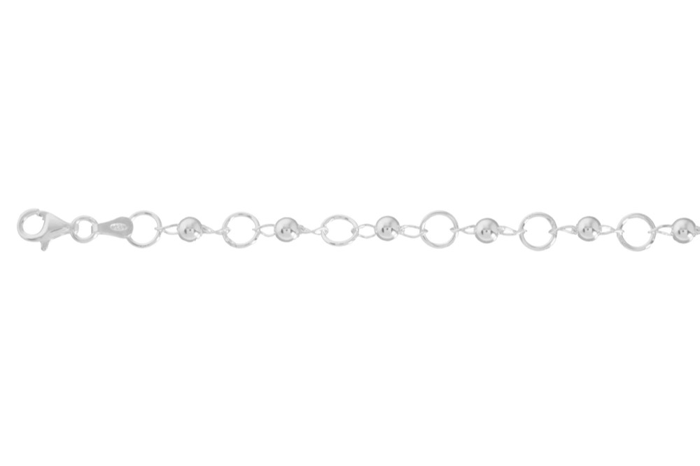 Pulsera plata 925 bolas 4mm & anillas