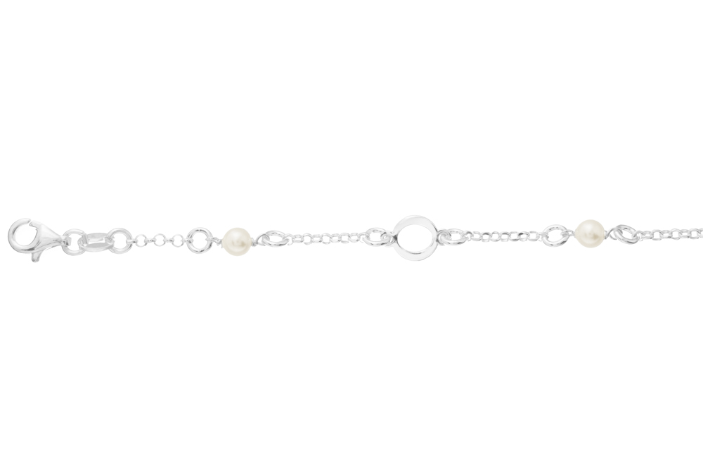[13040P150PBL] Pulsera plata 925 anillas con perlas de 4mm