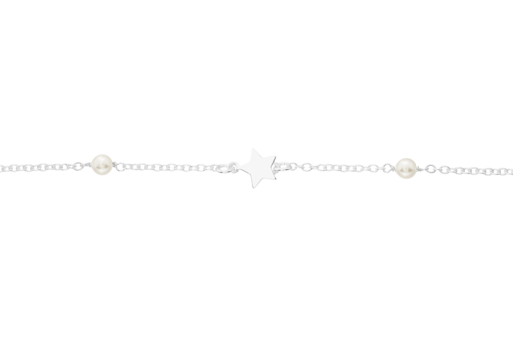 Pulsera plata 925 estrella con perlas de 4mm