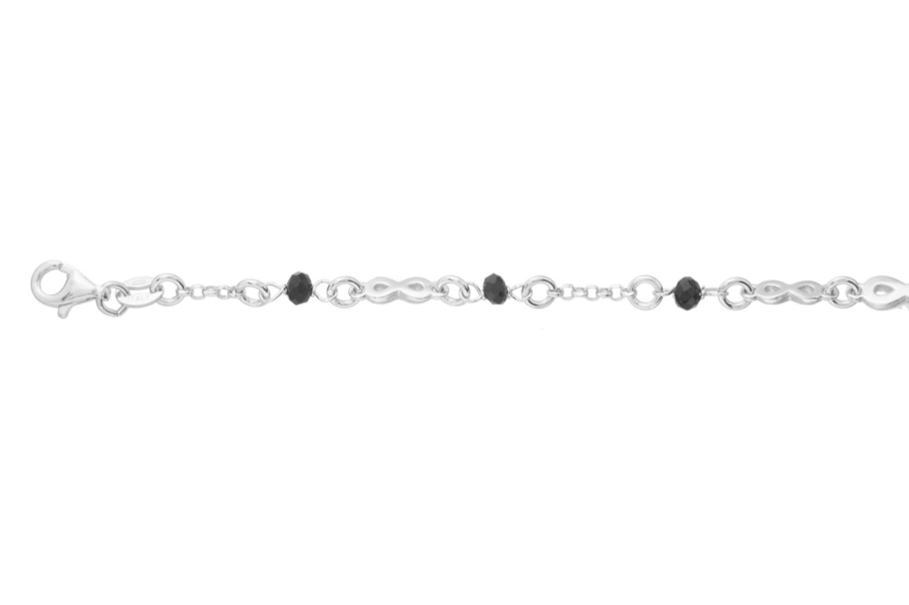 [130530181RON] Pulsera plata 925 infinito con onix facetado