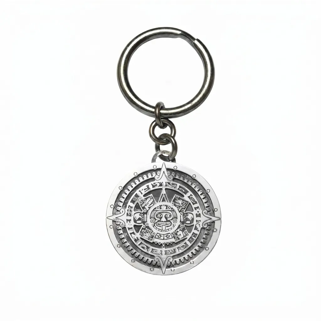 Llavero plata 925 sol azteca