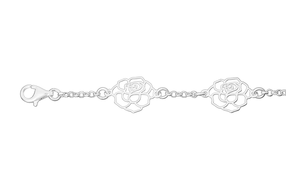 Pulsera plata 925 rosas caladas