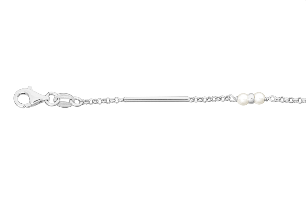 Pulsera plata 925 tubos con perla 3mm intercalada