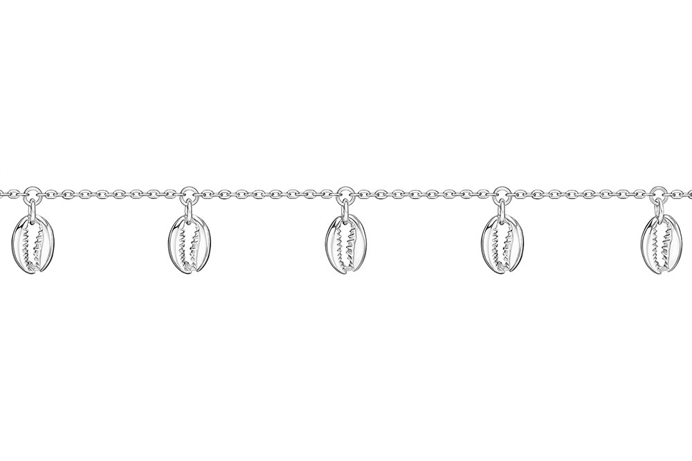 Tobillera plata 925 siete conchas