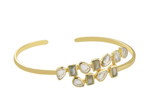 [141166002RMC] Silver 925 bangle stone labradorite, quartz