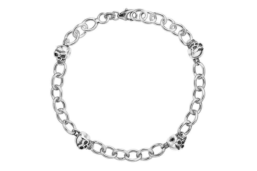 Pulsera plata 925 eslbones con calaveras