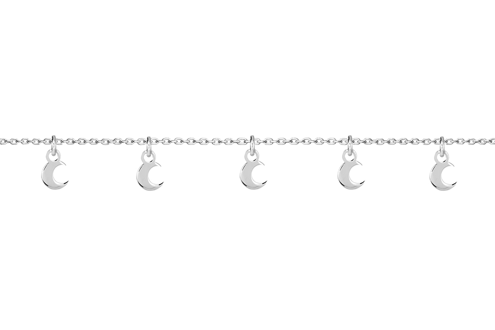[14506T2000PL] Tobillera plata 925 con charm de luna 5mm