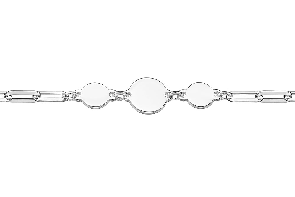 Pulsera plata 925 rolo eslabón rectangular c/placa redonda