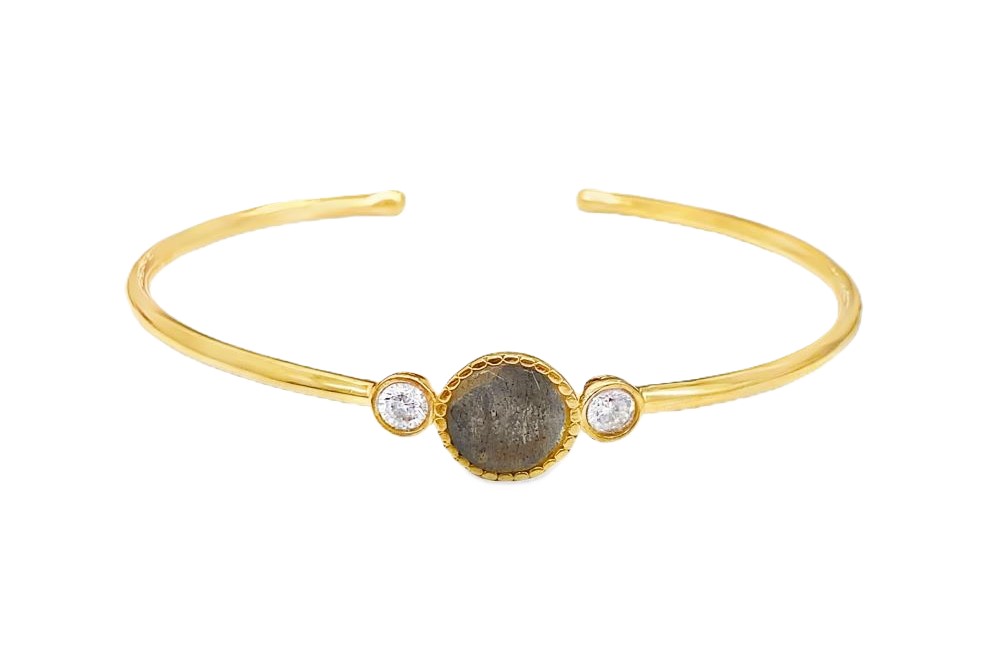 [14945B006000LBG1] Sterling silver semiprecious stone & white zirconia bracelet