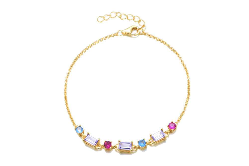 Pulsera plata 925 con zirconitas intercaladas