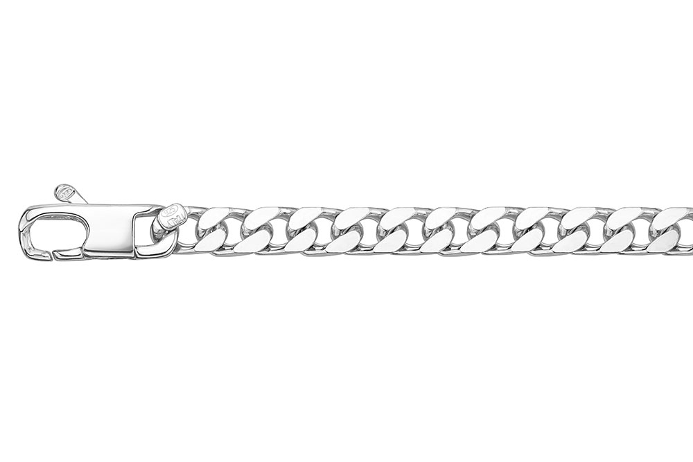 [15075B00200000PL] Sterling silver diamond cut beveled curb chain bracelet