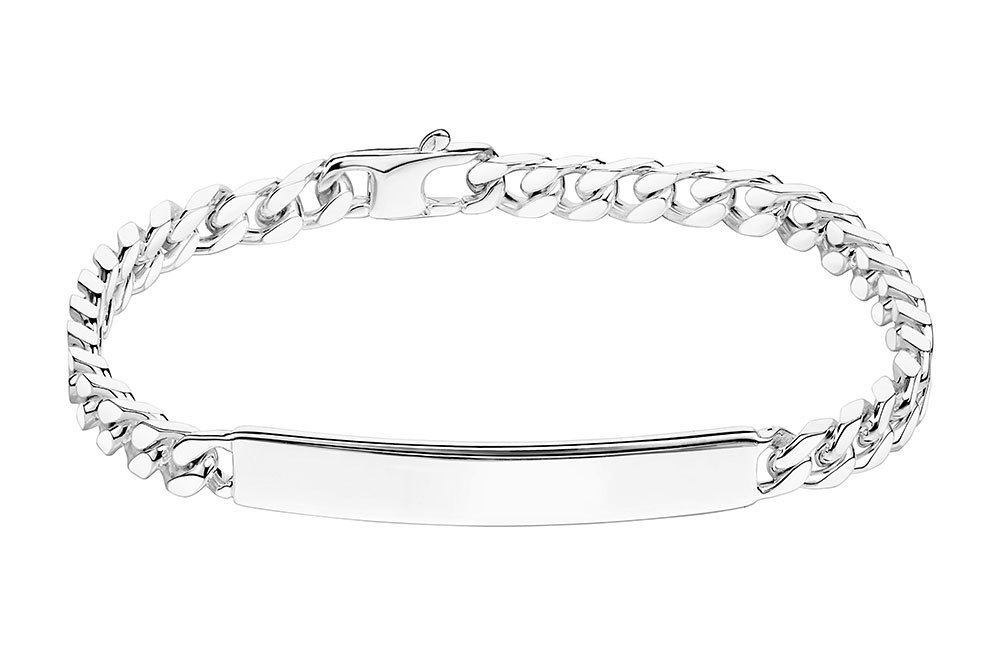Pulsera plata no me olvides barbada diamantada 4 lados 150