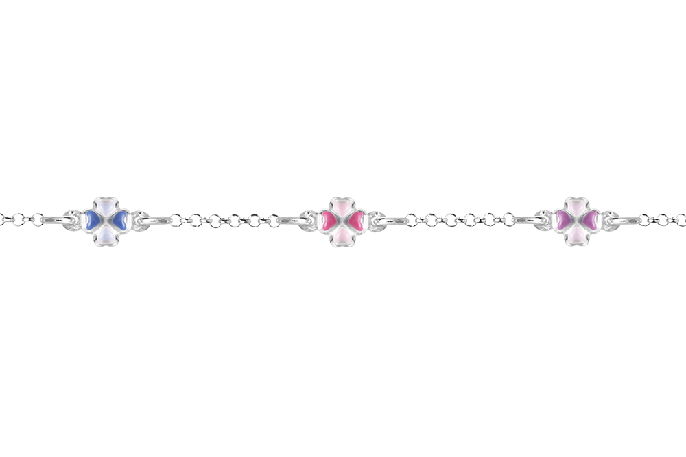 Pulsera plata 925 trebol de 4 hojas esmalte