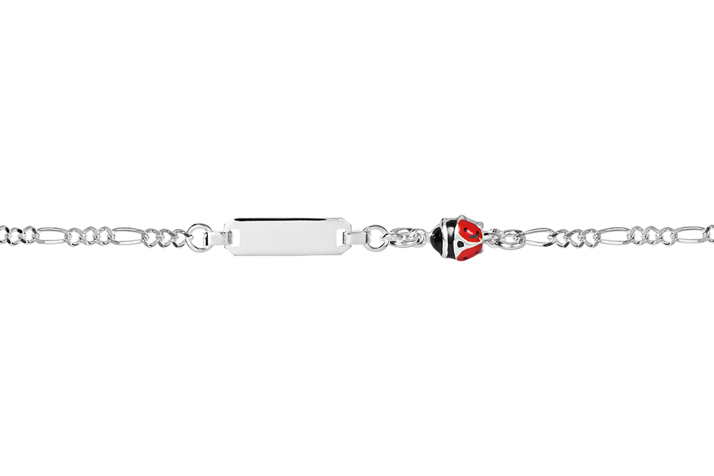 Pulsera plata 925 no me olvides infantil mariquita placa 18x5mm