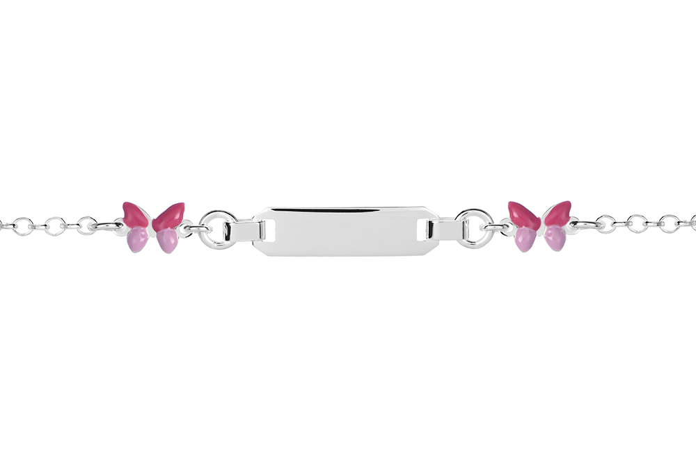 [15598B13E3EROPL] Pulseras plata 925 no me olvides infantil mariposas 5mm placa 18x5mm