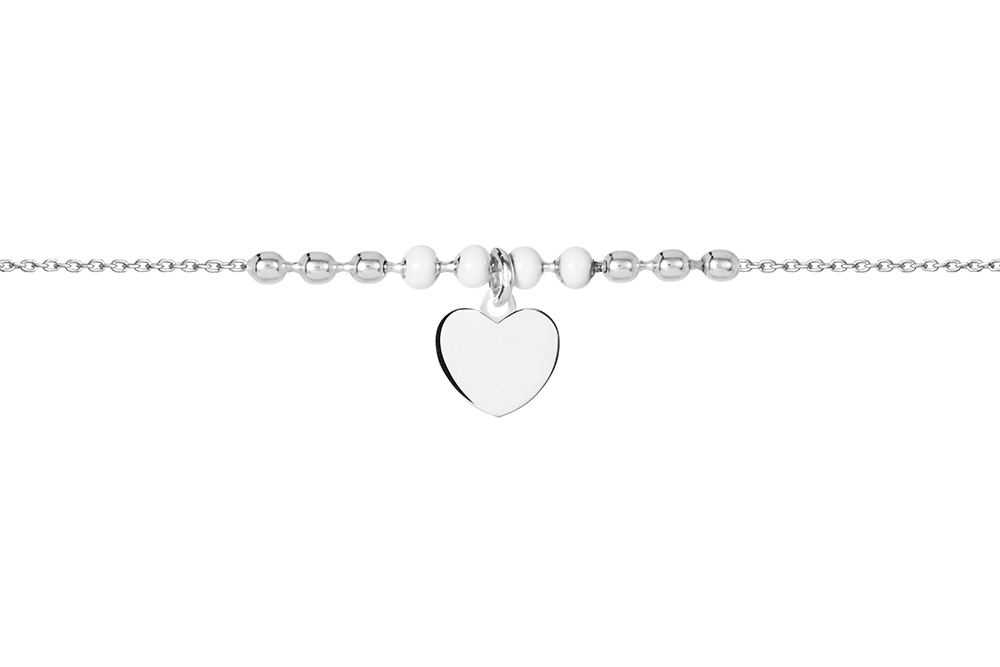 Sterling silver heart with enamel beads bracelet