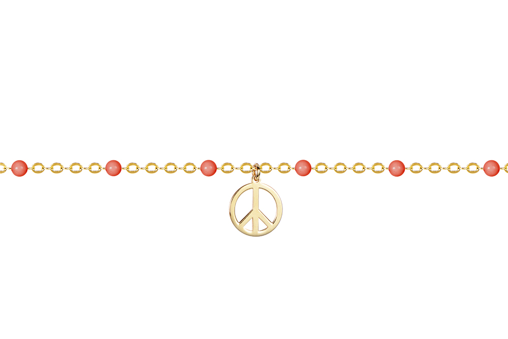 Sterling silver peace symbol enamel bracelet