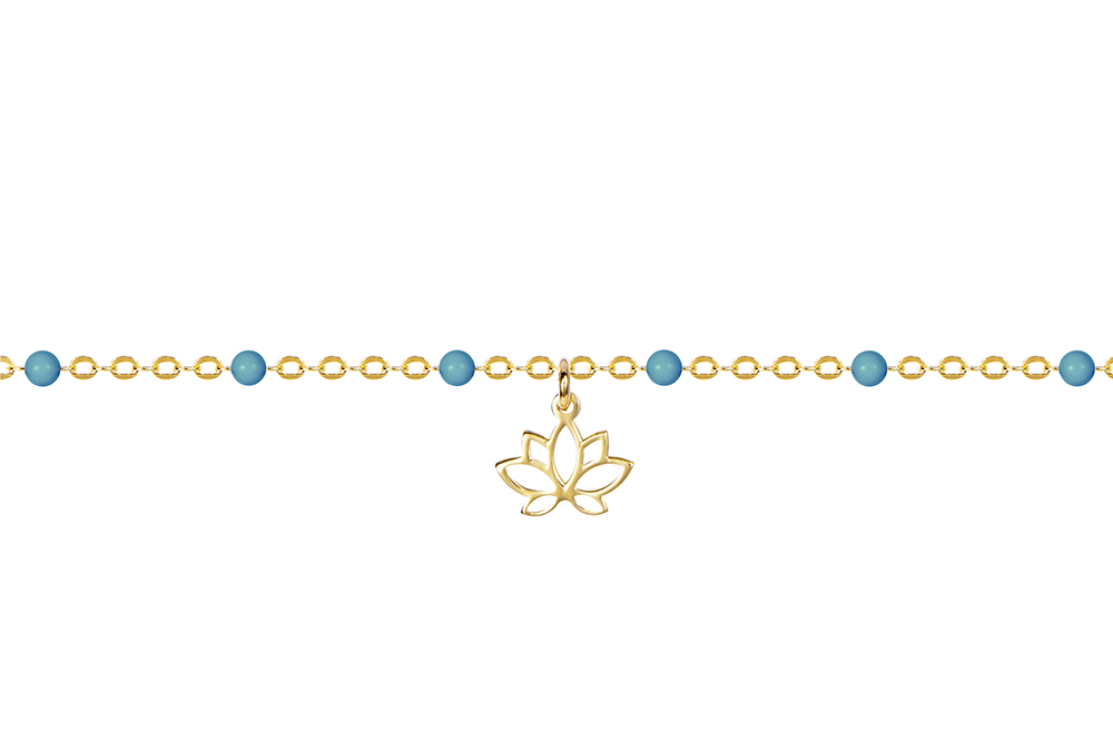 Sterling silver lotus flower enamel bracelet