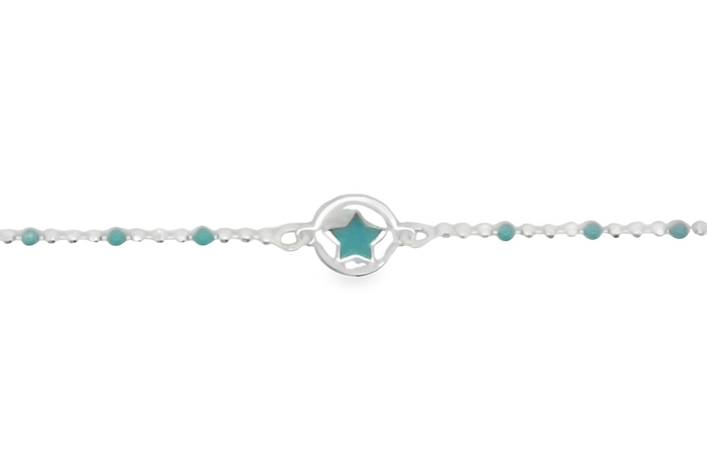 Sterling silver enamel 8mm tag star bracelet
