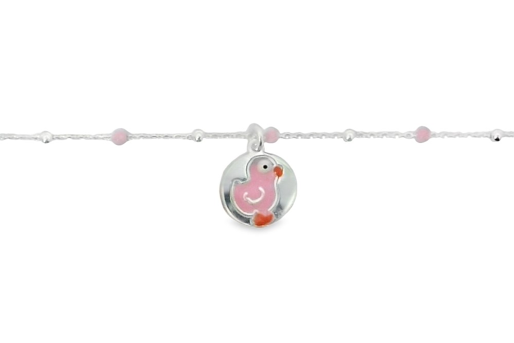 Sterling silver enamel little duck bracelet