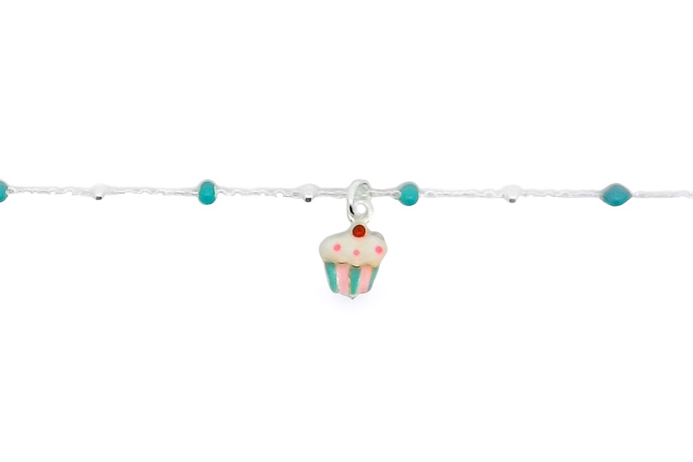 Sterling silver enamel cupcake bracelet