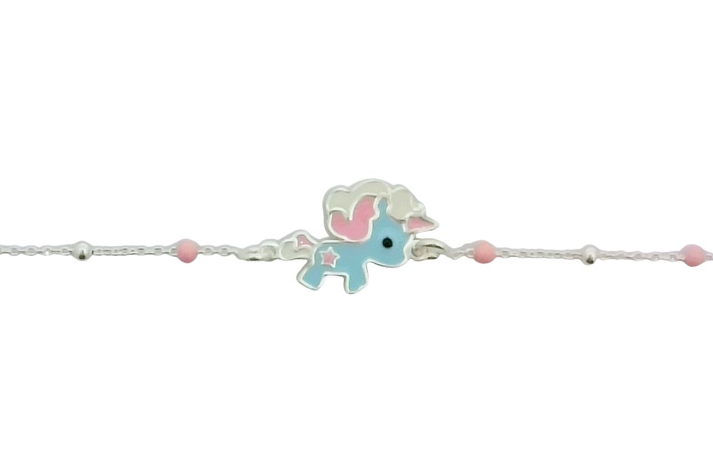 Sterling silver enamel unicorn bracelet