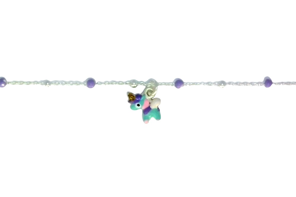 Sterling silver enamel unicorn bracelet