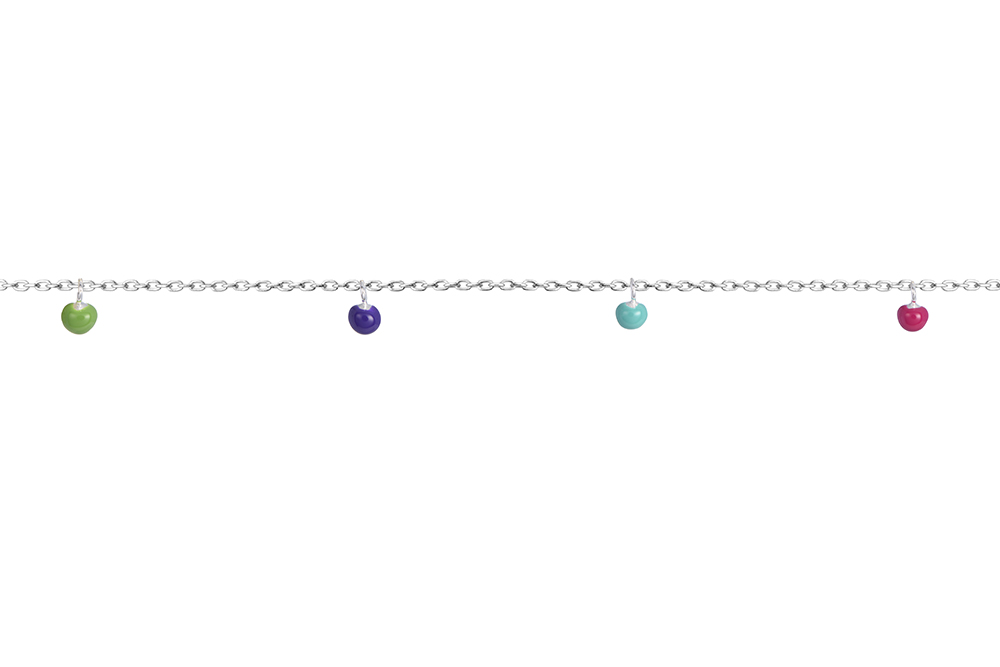 [16465A20E5EMXPL] Sterling silver 4mm enamel beads ankle