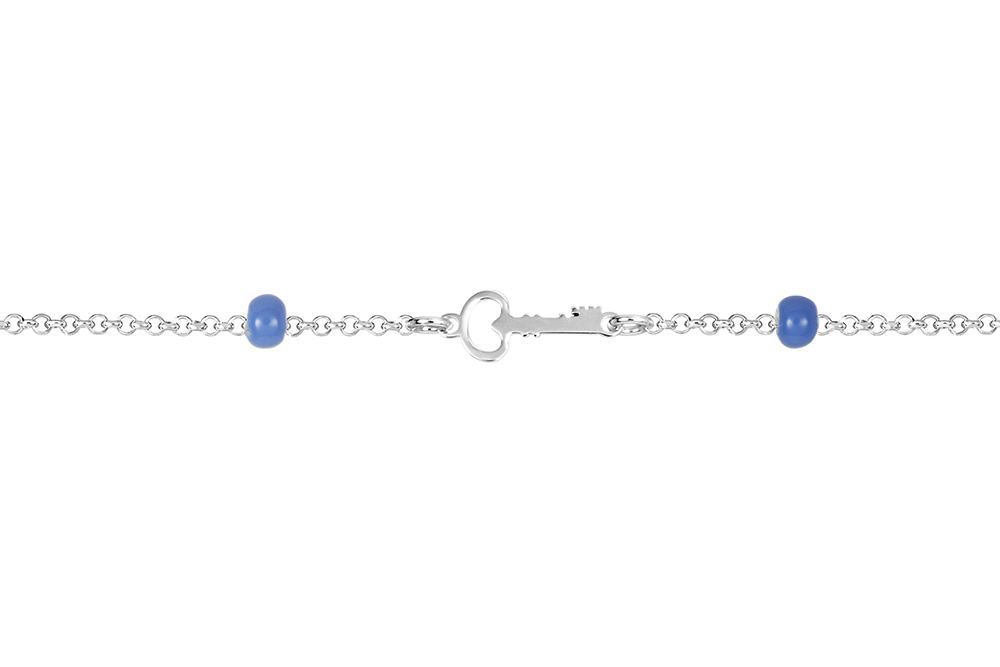 Pulsera plata 925 bola esmalte 4mm con llave 15x6mm
