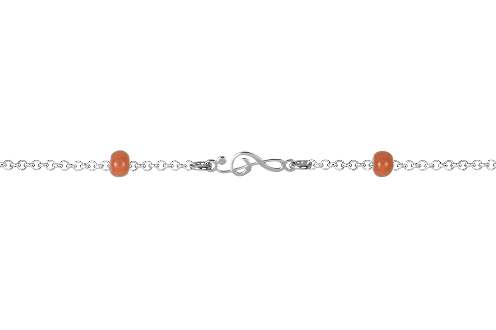 [16528B15E3EORPL] Sterling silver enamel beads with treble clef bracelet