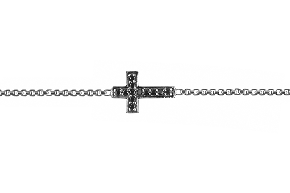 [16697B16E3ZNEOX] Pulsera plata 925 cruz apaisada 10x15mm