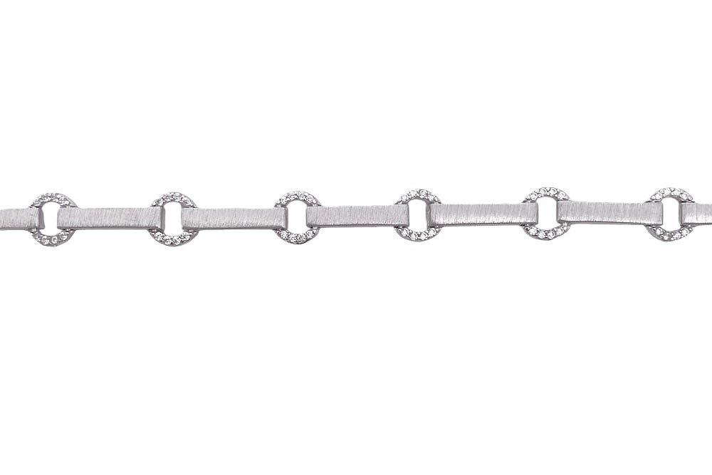 Pulsera plata 925anilla de zirconita intercalada con barra