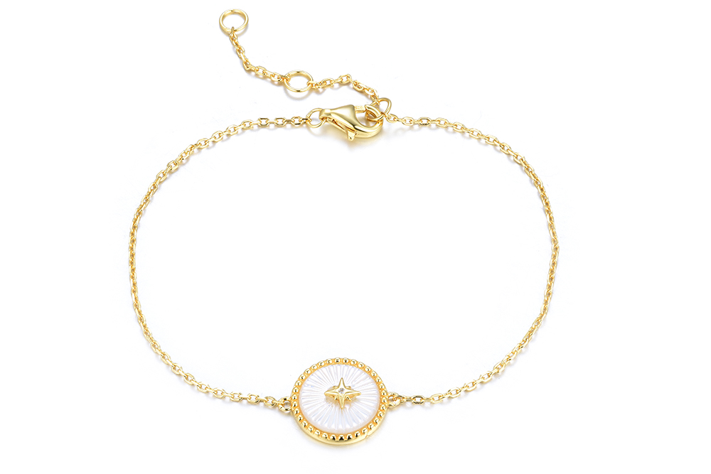 Sterling silver compass rose mop bracelet