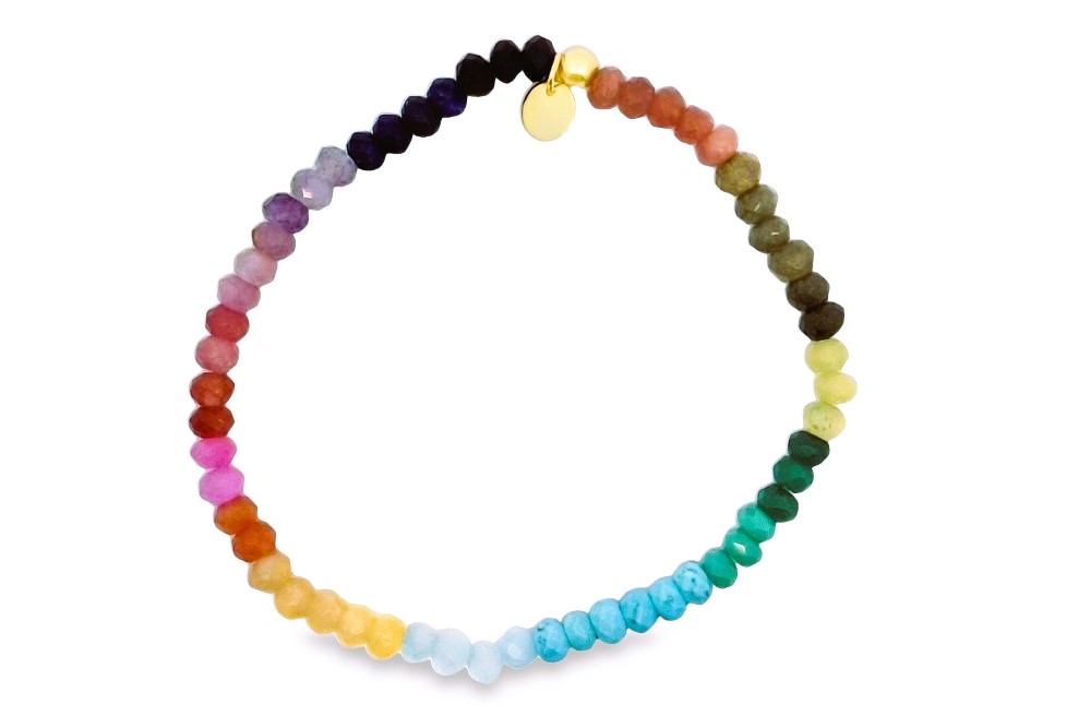 Pulsera plata 925 4mm elástica piedras semipreciosas