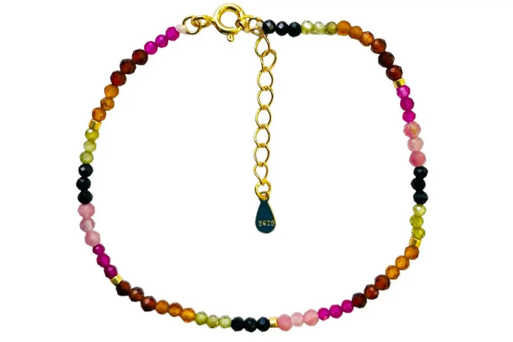 Pulsera plata 925 mix piedras semipreciosas