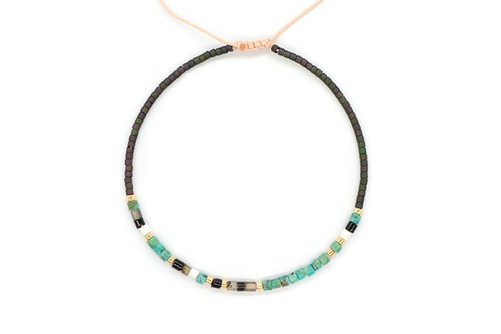 Pulsera mijuki cierre ajustable macramé con piedras semipreciosas