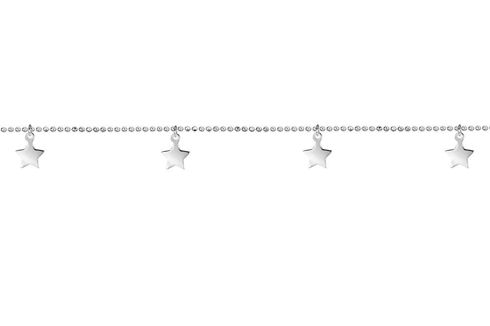 Tobillera plata 925 estrellas