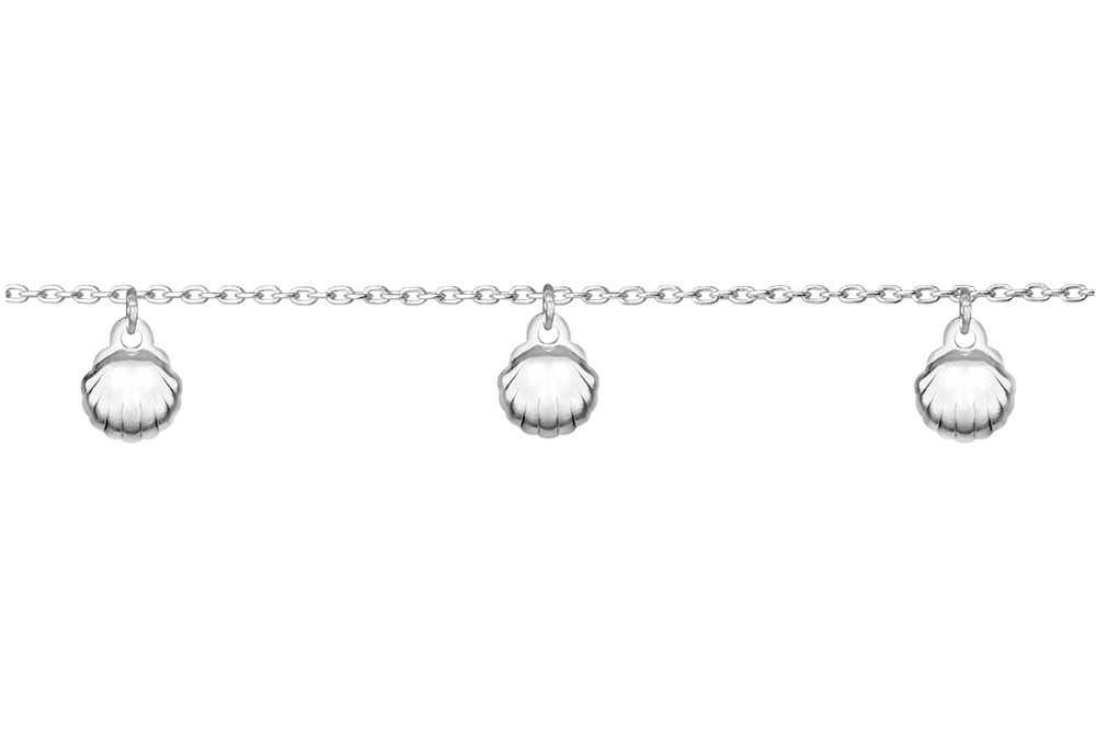 Sterling silver 9x7mm shell anklet
