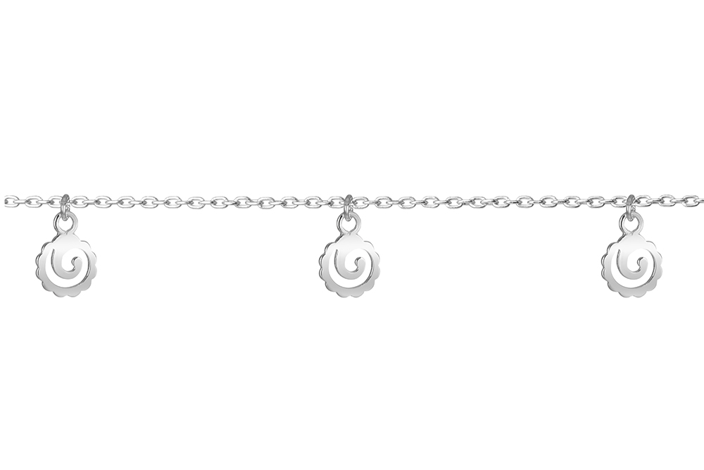 Tobillera plata 925 espiral caracol 8x6mm