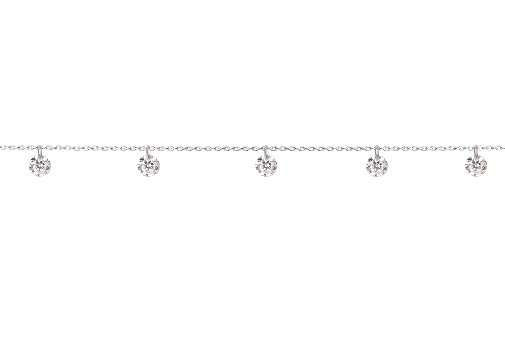 Sterling silver 4mm zirconia anklet