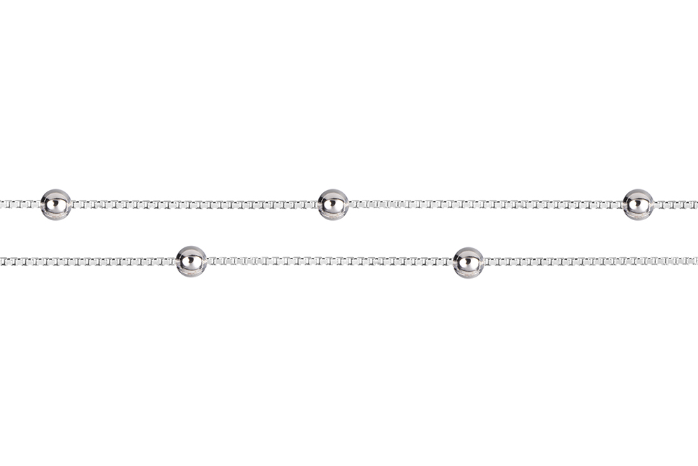 Sterling silver double chain 3mm beads anklet