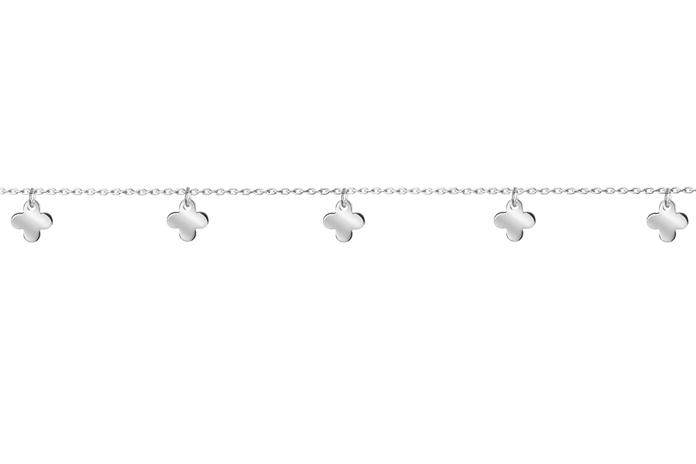 [17373A20E5PL] Sterling silver 5mm flowers anklet