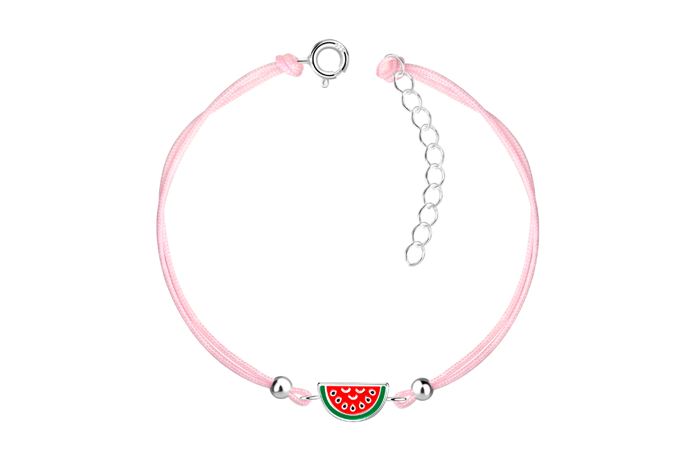 Sterling silver enamel 5x9mm watermelon kids bracelet