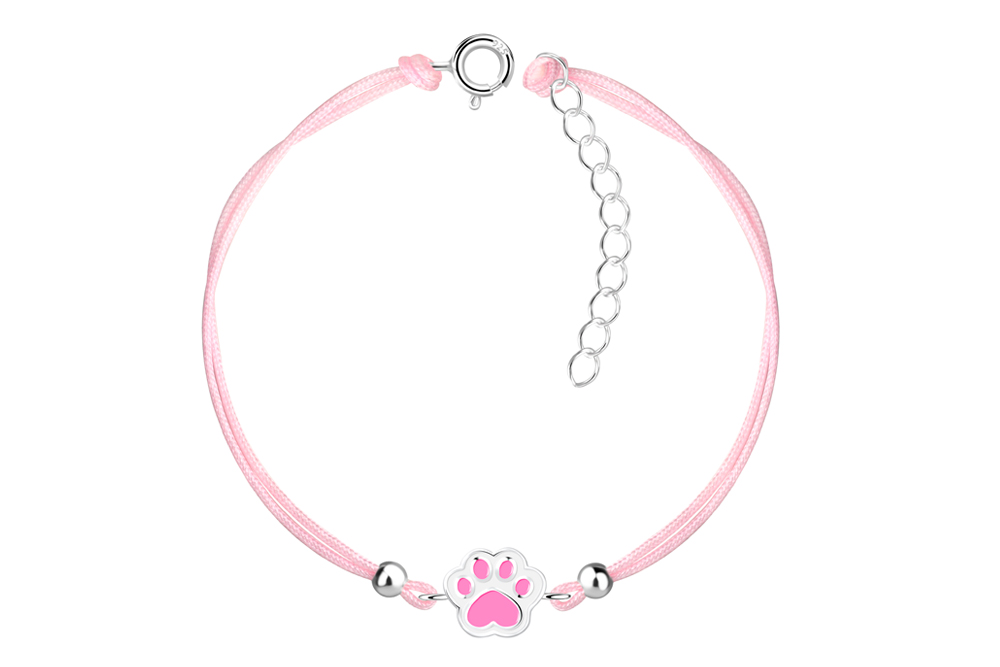 Pulsera plata 925 infantil huella canina 6x7mm de esmalte
